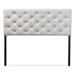 Baxton Studio Viviana Modern and Contemporary White Faux Leather Upholstered Button-tufted Queen Size Headboard